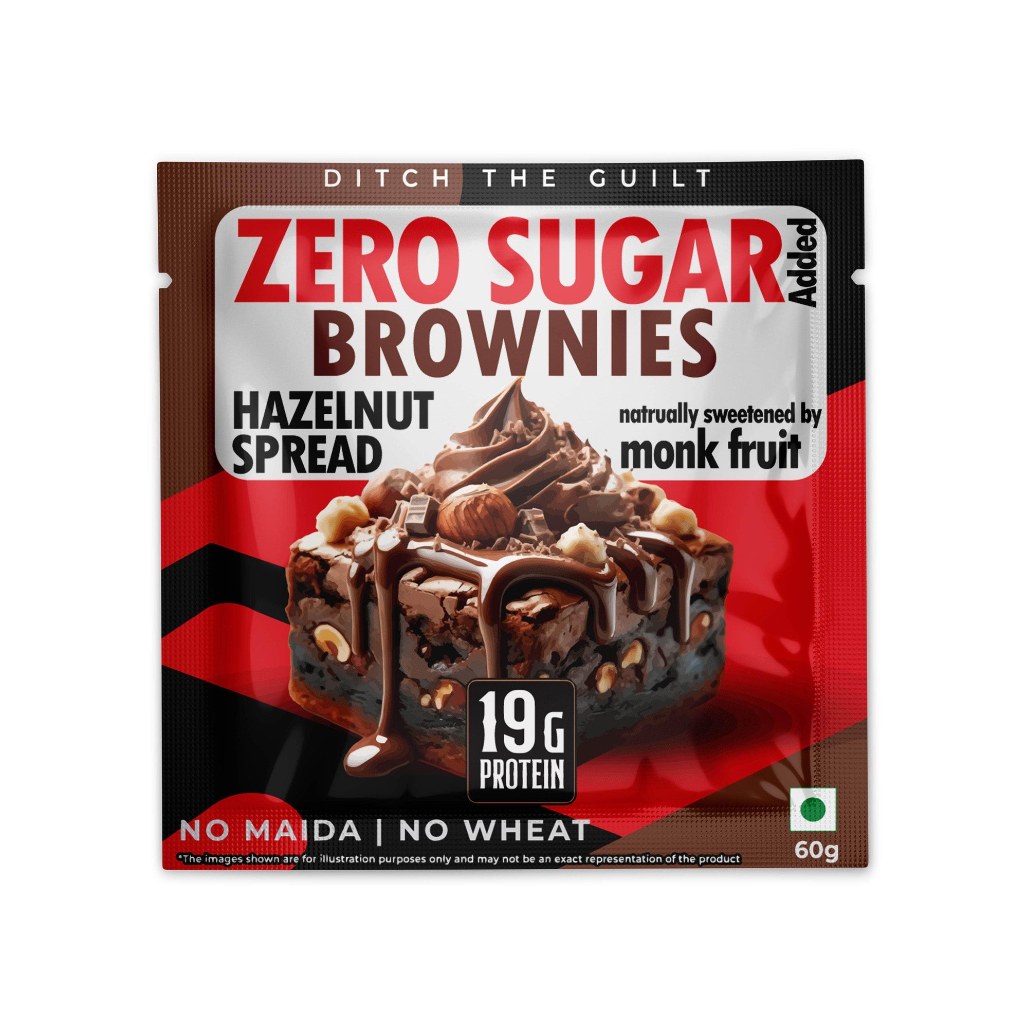 Hazelnut Spread - Protein Brownies - Sugar Free - High Protein & Low Net Carbs - No Oil - No Flour - No Palm Oil - No Maida. 60g