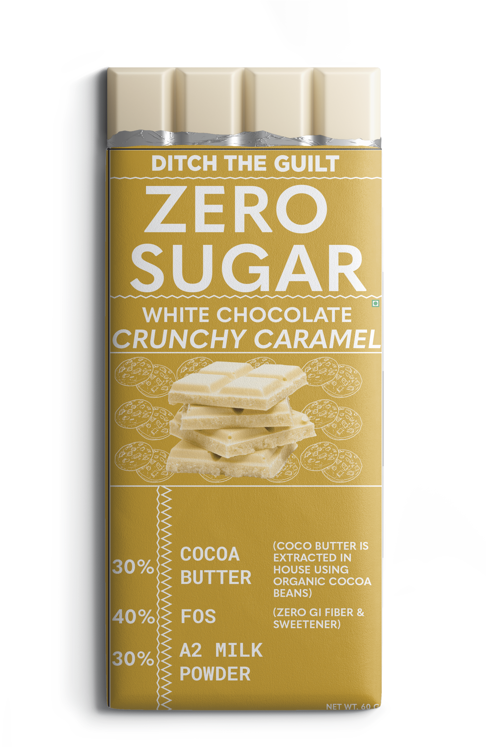 Crunchy Caramel - White Chocolate - Sugar Free  - 60g